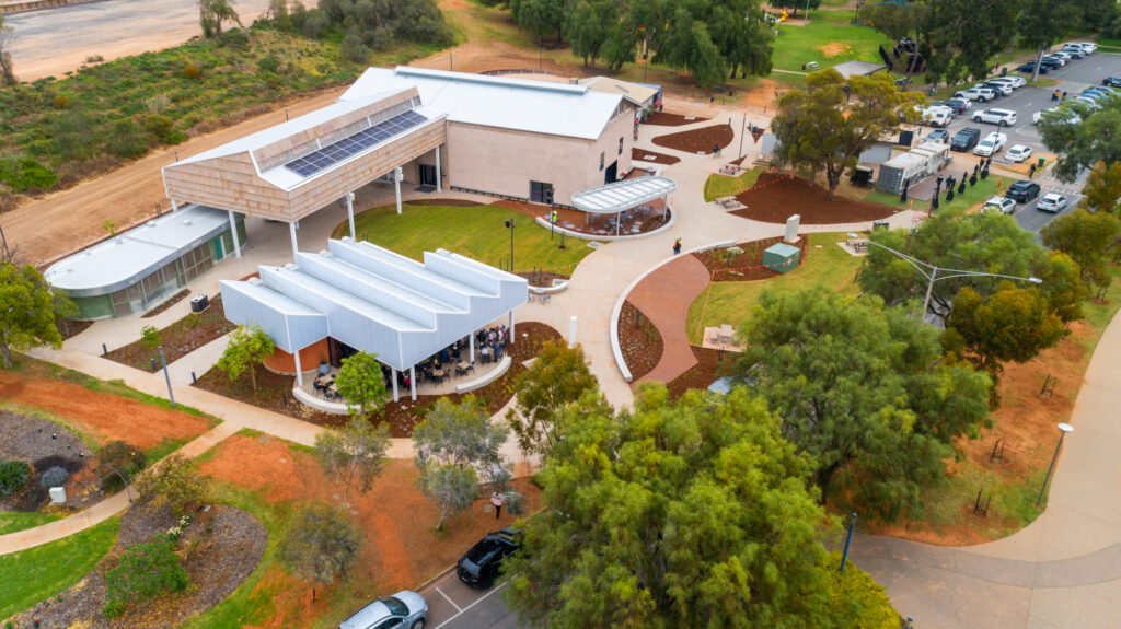 Aerial view of a hemp cluster of buildings