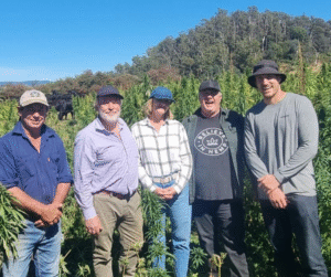 Checking out the crop. L-
R: Tim Schmidt, Phil & Kiley Warner, Arthur Wajs and Tim Crow.