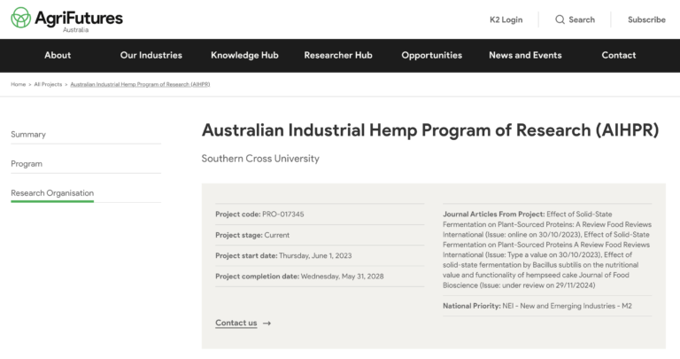 $2.5 Million Investment into Australia’s Industrial Hemp Future