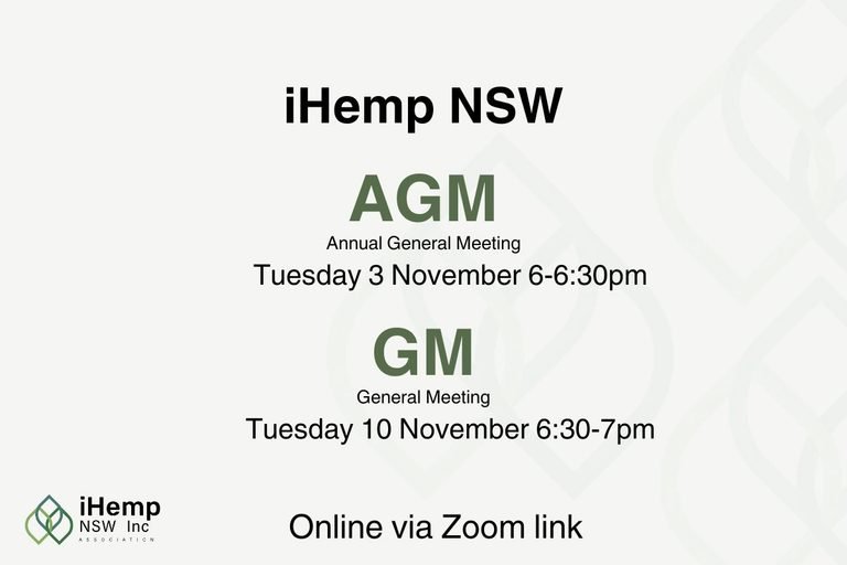Save the Date iHemp NSW AGM 3 Nov + GM 10 Nov 2026